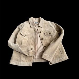 Bagatelle Beige Genuine Suede Leather Jacket - Size Medium